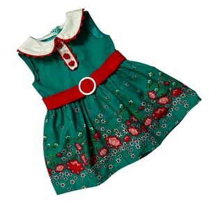 American Girl 18” Doll Kit Kit's Beforever Meet Red & Green Floral Dress Retired